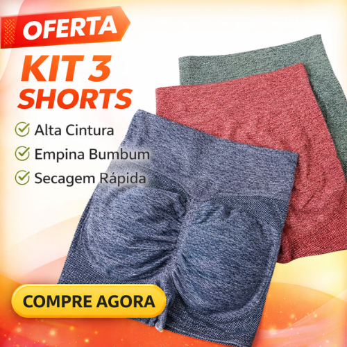 Kit 3 Shorts Levanta Bumbum Academia Feminino Secagem Rapida Yoga esportiva Academia Elástica em Oferta na Shopee
