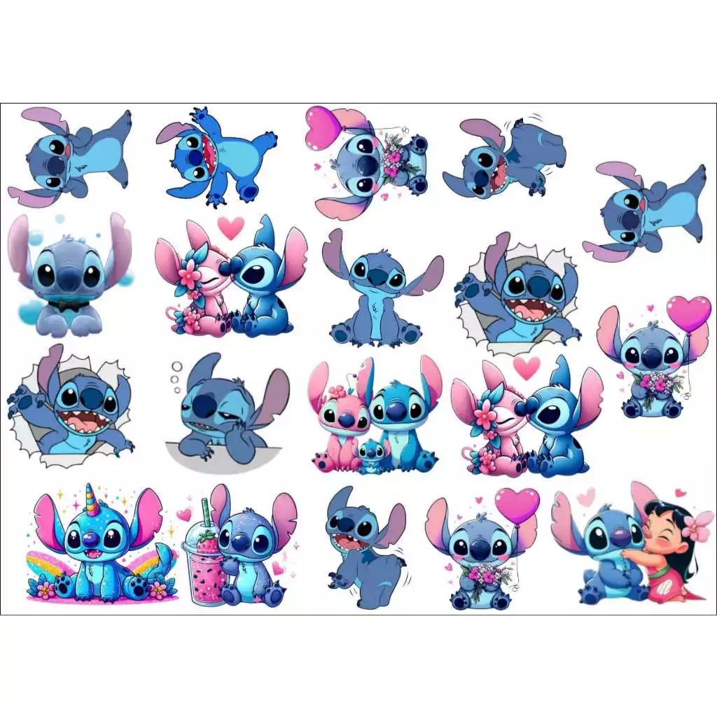 Adesivo stitch DTF UV (Tamanho A4) Tema infantil *ENVIO RÁPIDO*