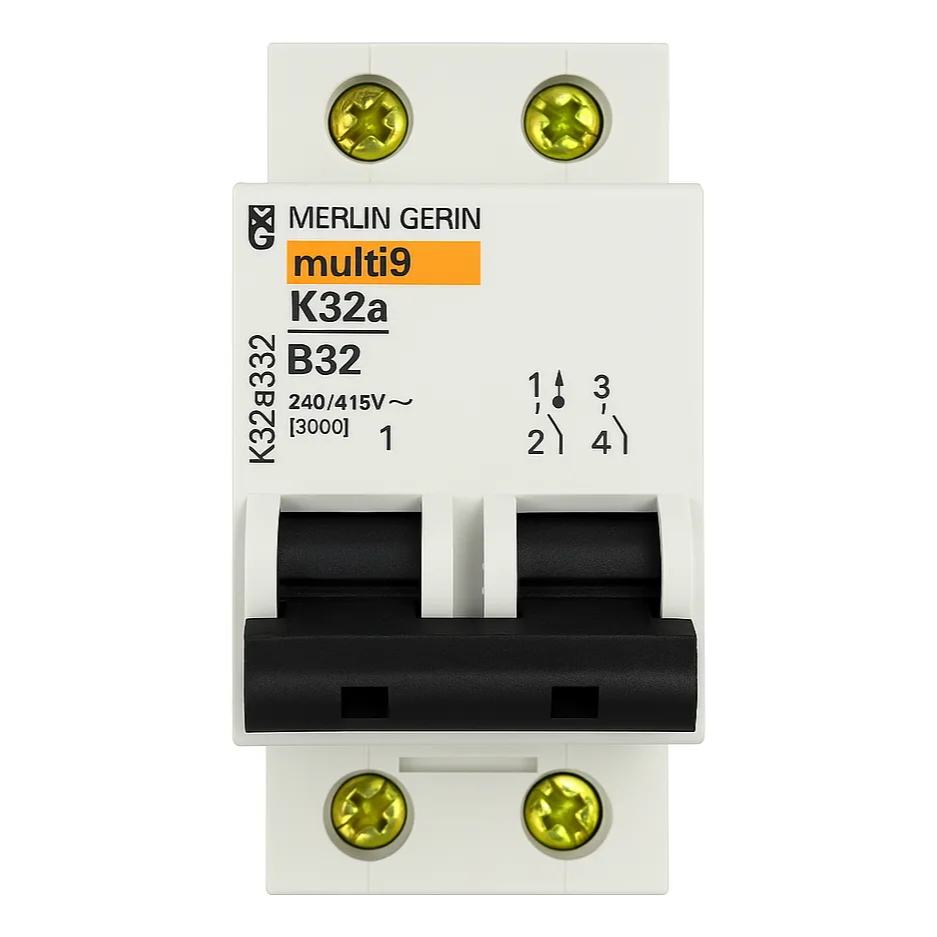 Disjuntor Bipolar Merlin Gerin C60n C32 Curva C 32a 400v 6ka
