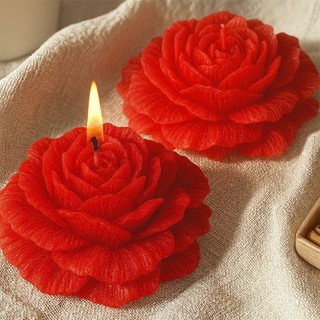 Vela Rosa Peônia Decorativa Grande 100g Kit 5 UN Premium Festas Casamentos Eventos Luxo Qualidade Duração