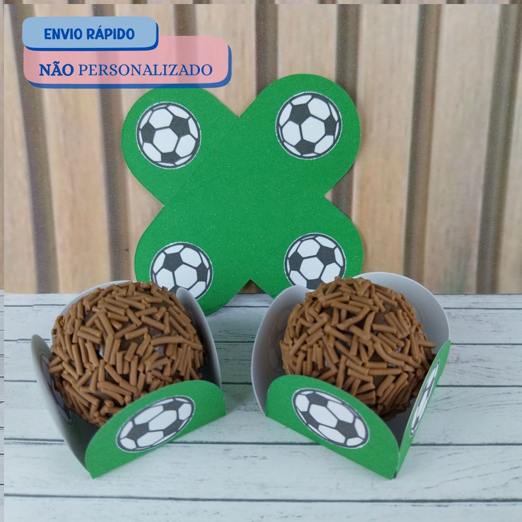 100 Forminhas para doces  FUTEBOL - Forminhas Brigadeiro- 4 pétalas- Festa de aniversário