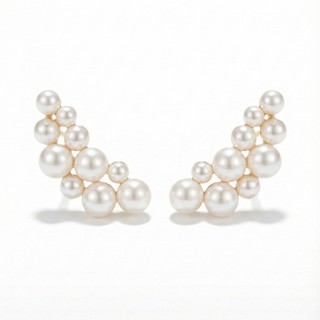 Ear Cuff Noiva Pérola Delicada Banho Ouro 18K