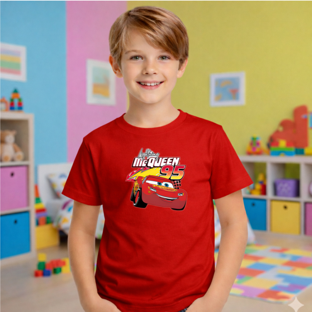 Camiseta Unissex Infantil Juvenil Mcqueen 100% Algodão Premium Carros