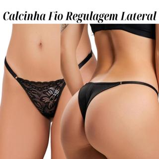Kit 3, 5 ou 10 Calcinhas Fio Dental Empina Bumbum Microfibra Renda com Alças Regulaveis Confortável em Oferta na Shopee