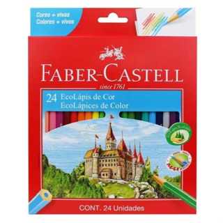 LÁPIS DE COR FABER-CASTELL 24 CORES ESCOLAR DESENHO PINTURA SEXTAVADO ORIGINAL PONTA MAX em Oferta na Shopee