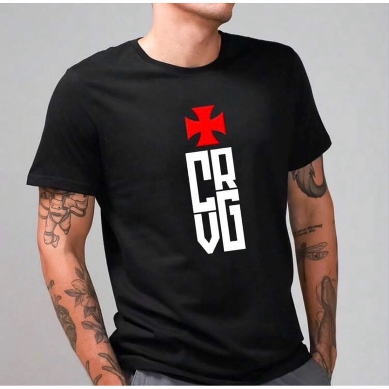 Camisa Camiseta Masculina Feminina Esportiva Algodão Vasco CRVG com Cruz de Malta Grande