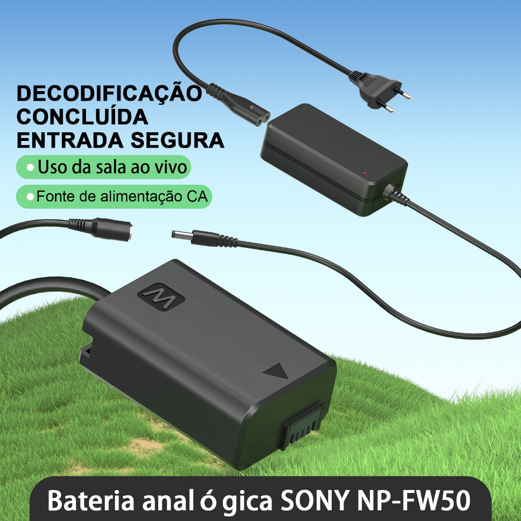 Carregador De Câmera Np-fw50 Simulação Bateria Transmissão ao vivo Para Sony Zve10 A6100 A7 A7S NEX-5K RX10
