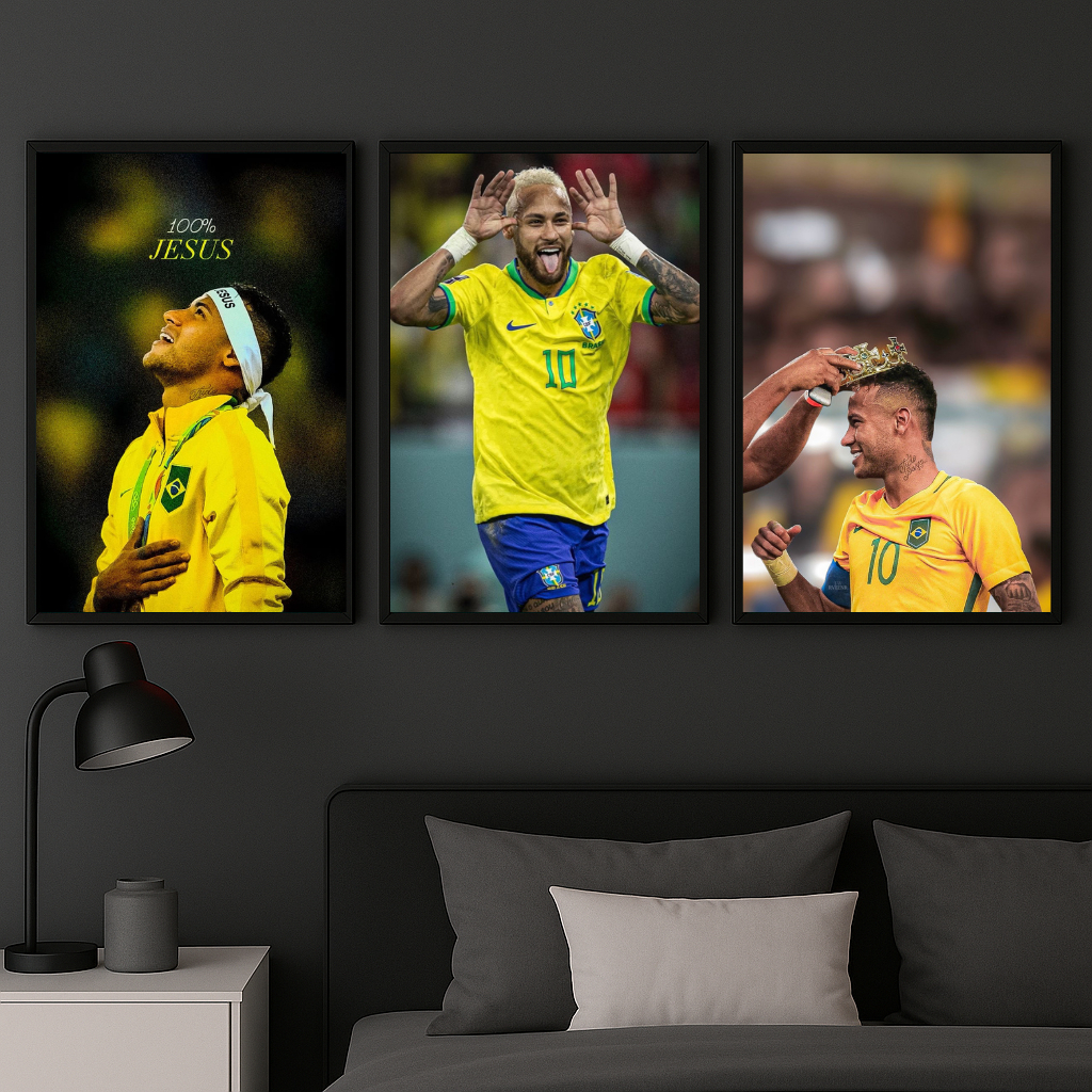 Kit 3 Quadros Neymar Jr – Camisa 10 da Seleção Brasileira