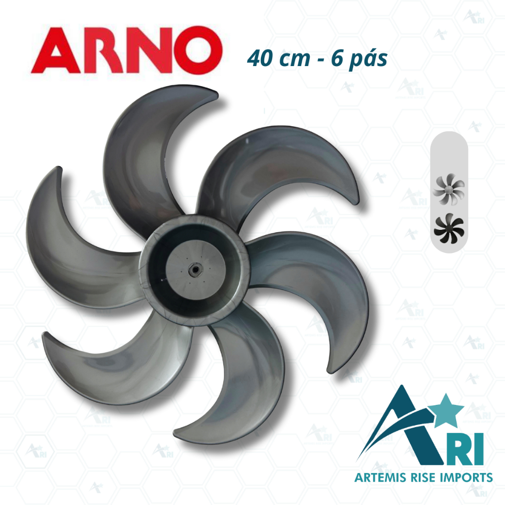 Hélice 40cm 6 Pás Prata para Ventilador 40cm Compatível com Arno
