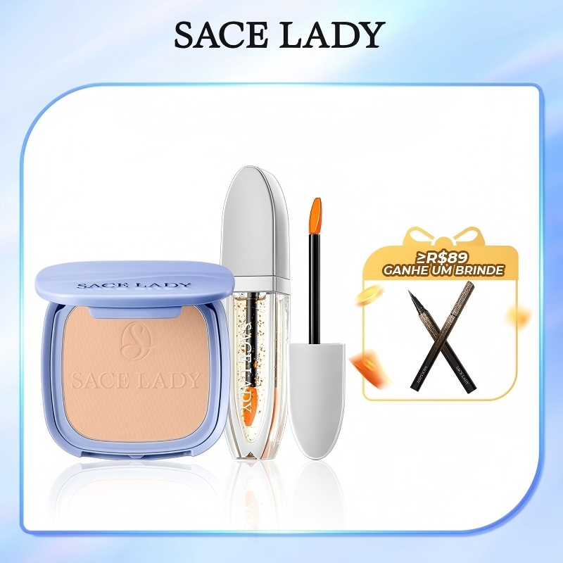 SACE LADY Pó Facial Pérola e Óleo Labial Rico Batom Ocheal Water FPS 30PA+++ Controlo de Óleo em Oferta na Shopee