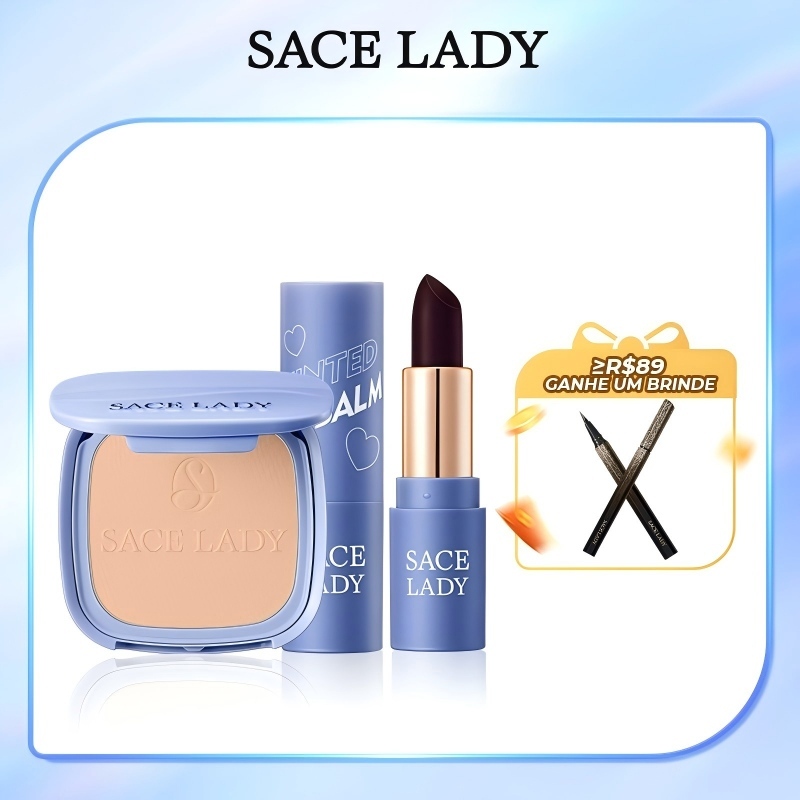 SACE LADY Pó Facial Pérola  e Lip Balm 30PA+++ Controlo de Óleo hidratante labial de longa duração em Oferta na Shopee