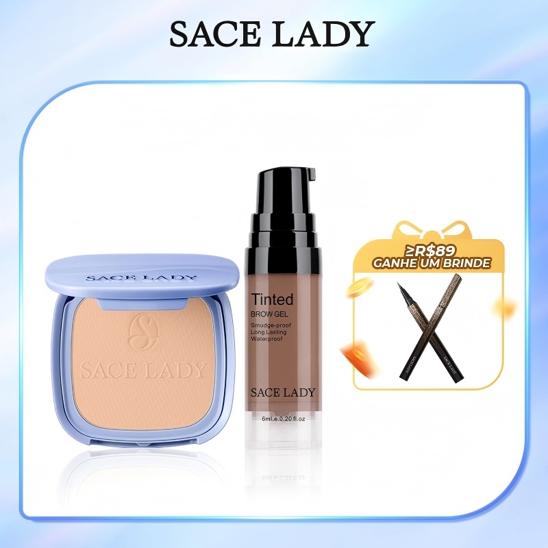 SACE LADY Pó Facial Pérola e Lápis de sobrancelhas em gel Kit de Maquiagem FPS 30PA+++ Controlo