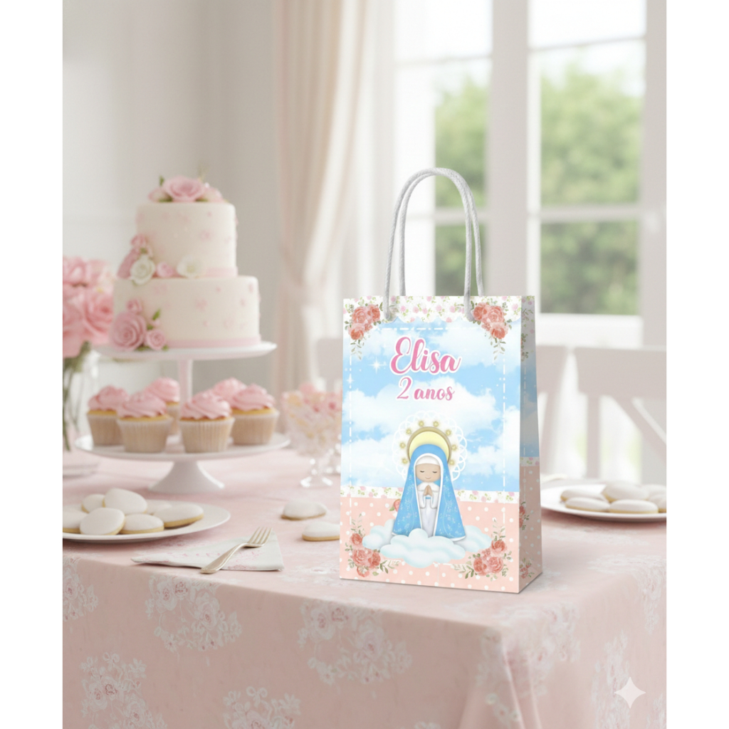 Sacolinha (P) | Sacola Nossa Senhora Aparecida 2.0 | Personalizada |Lembrancinha de Aniversário | PEGUE E MON