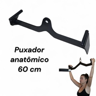 Puxador costas anatômico 60 cm pegada neutra reforçado academia musculação