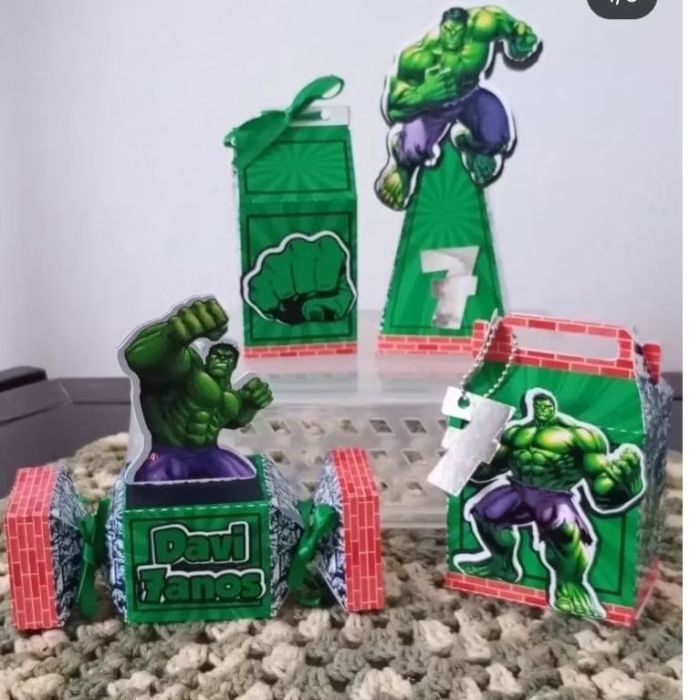 Pegue e Monte - Kit Fesfa Hulk- Lembrancinhas Personalizadas Hulk - Papelaria Personalizada- Aniversário infantil Hulk