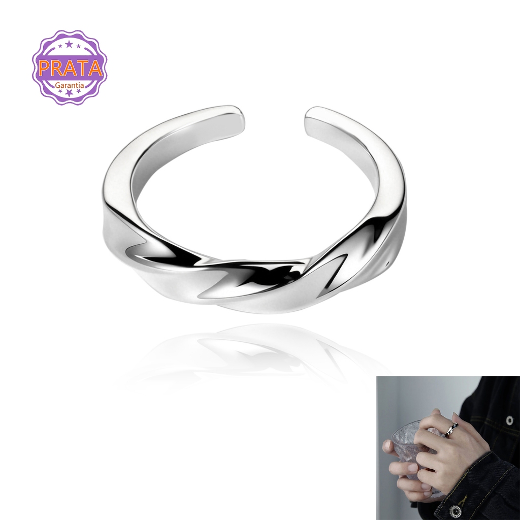 Anel Ajustável em Prata 925 Legítima Anel Mobius Original em Oferta na Shopee