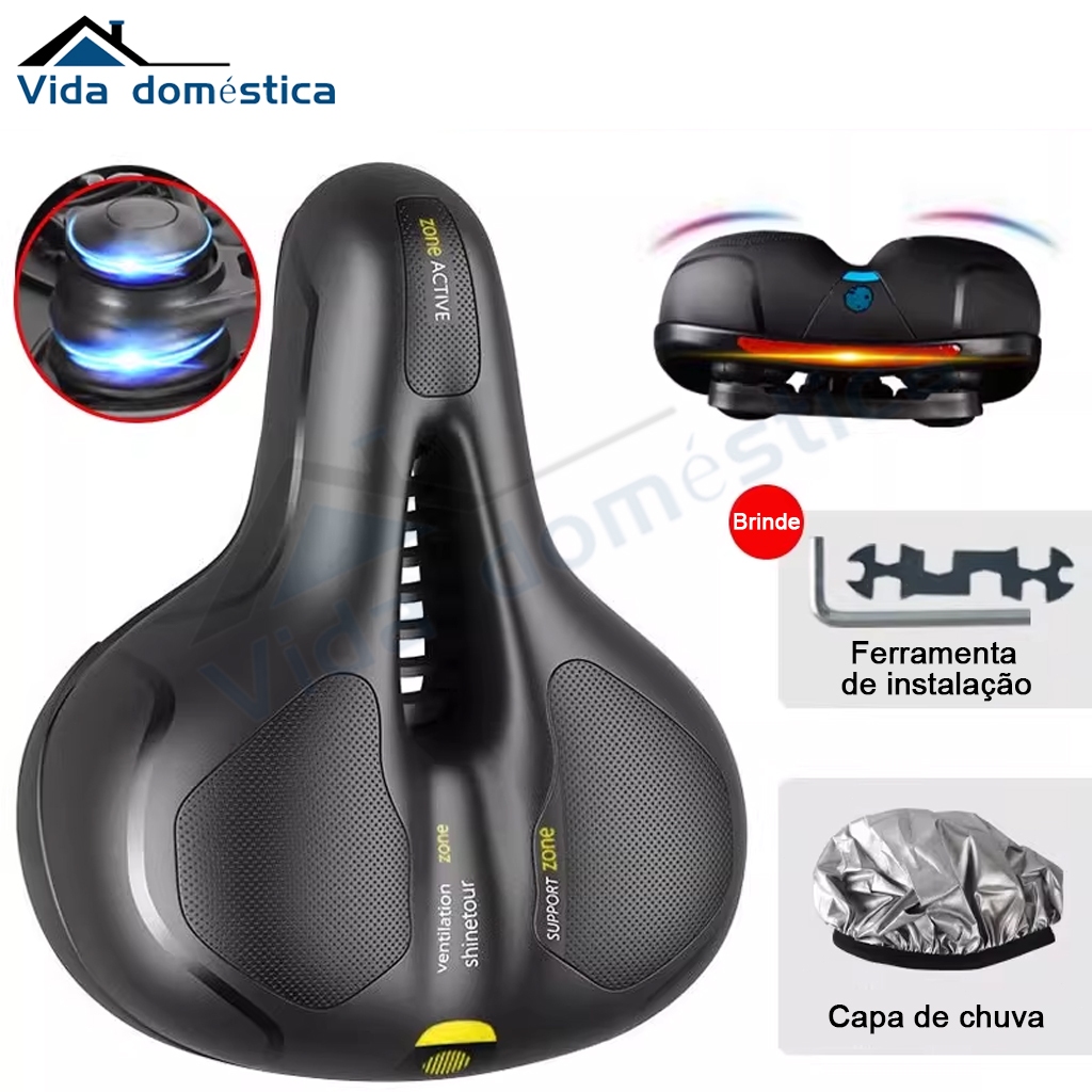 Assento De Bicicleta Banco Selim Super Confortável Selim Largo Bicicleta C/sinalizador adesivo Refletivo