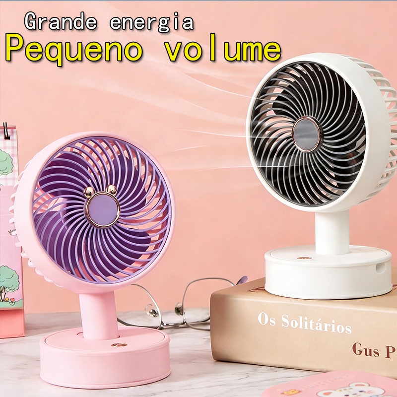 ventilador de mesa poderoso mini-ventilador de baixo ruído dobrável silencioso contraído USB recarregável