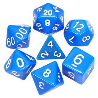 Kit 7 Dados RPG Azul Sólido Poliedricos D&D Tormenta Pathfinder D20 D12 D% D10 D8 D6 D4 em Oferta na Shopee