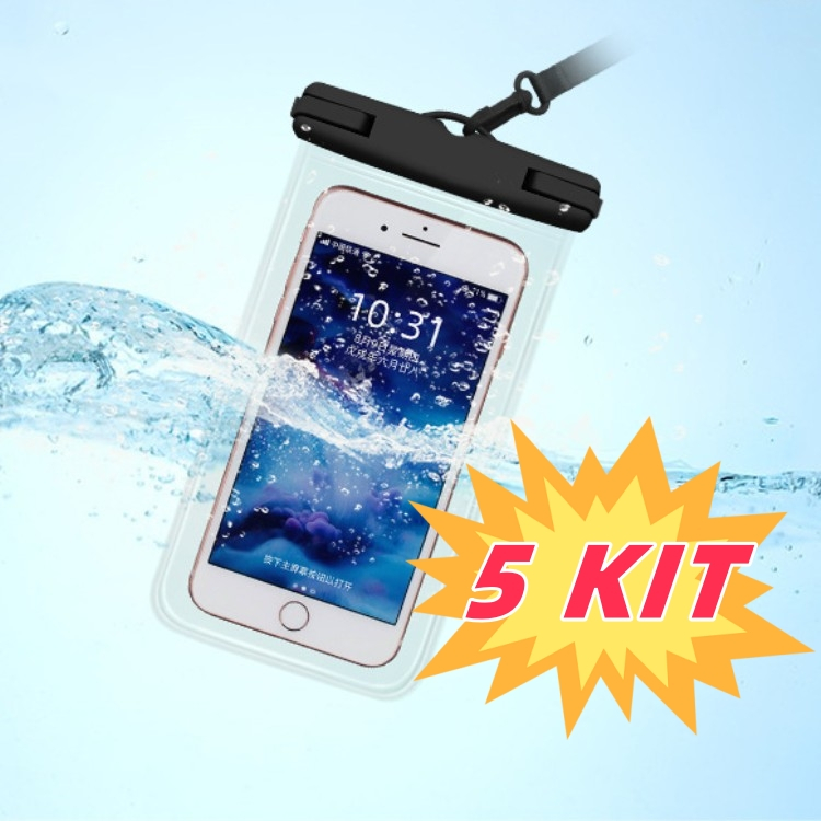 Kit C/5 Celular Capa Bolsa A Prova Dágua Impermeável Universal Para Promoção