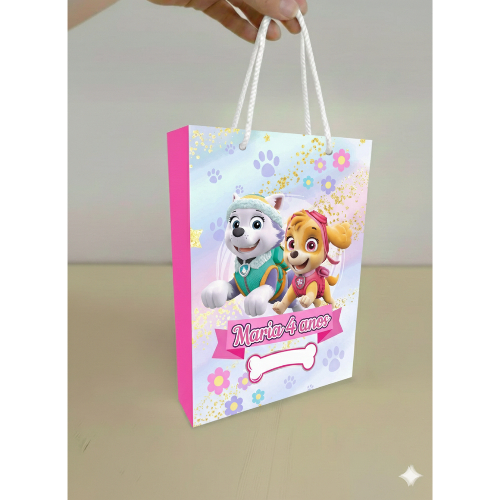 Sacolinha Personalizada Patrulha Canina rosa