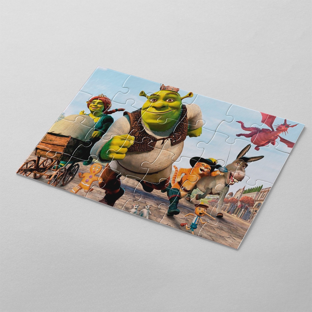 Quebra cabeça personalizado Shrek para sempre, burro, Fiona, Gato de botas | 24, 40 e 70pçs | MDF