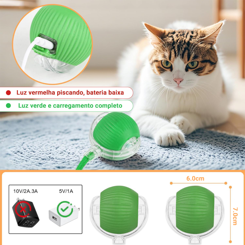 Bola Brinquedo para Gatos Automática Elétrica com Corda - Interativo