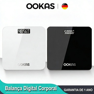 OOKAS Premium LED Balança Digital Corporal USB Balança Bioimpedância Com Vidro Temperado até 180kg+ em Oferta na Shopee