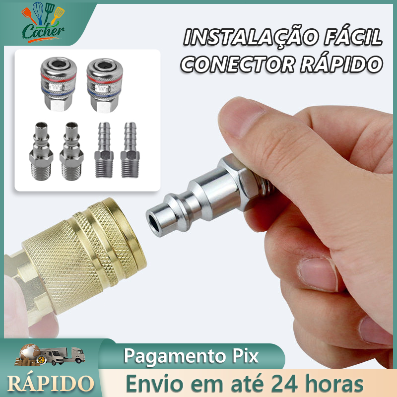 Kit 6 Engate Rapido Ar Comprimido 1/4 Pneumatico Compressor