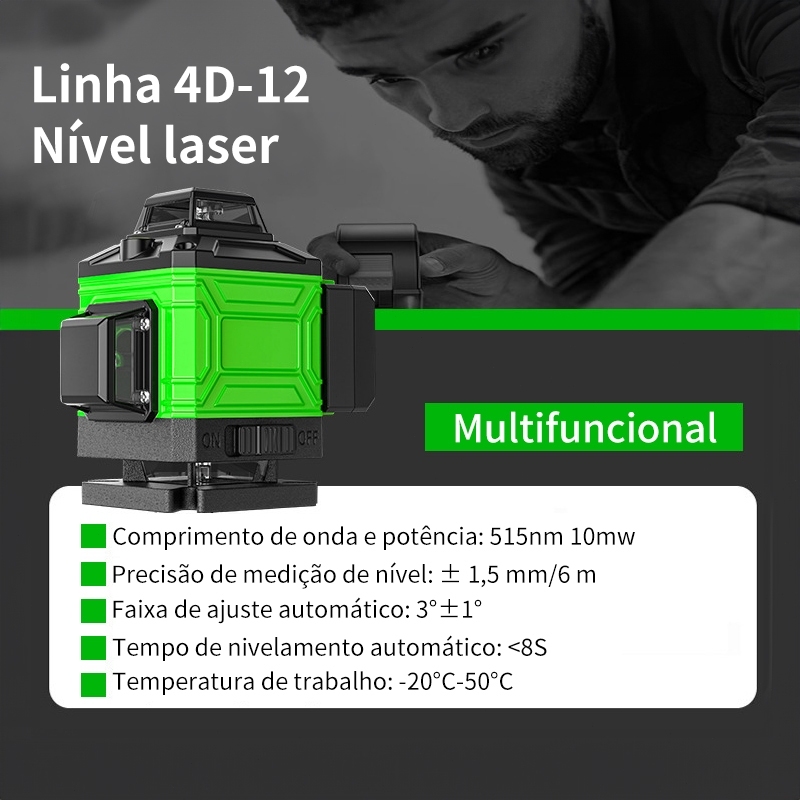 8/12 Nivel a Laser Profissional Ajustável Nível 360 ° Laser Nível a Level Medição Da Linha De Ferramentas