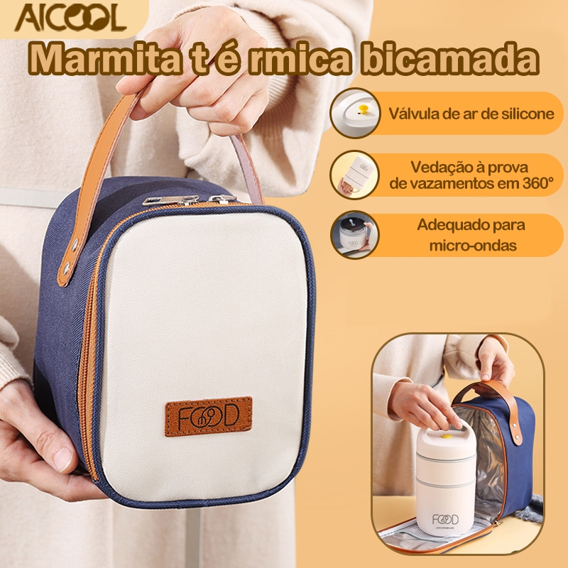 AICOOLLancheira térmica de grande capacidade Construção em aço inoxidável 304, incluindo bolsa isolada em Oferta na Shopee