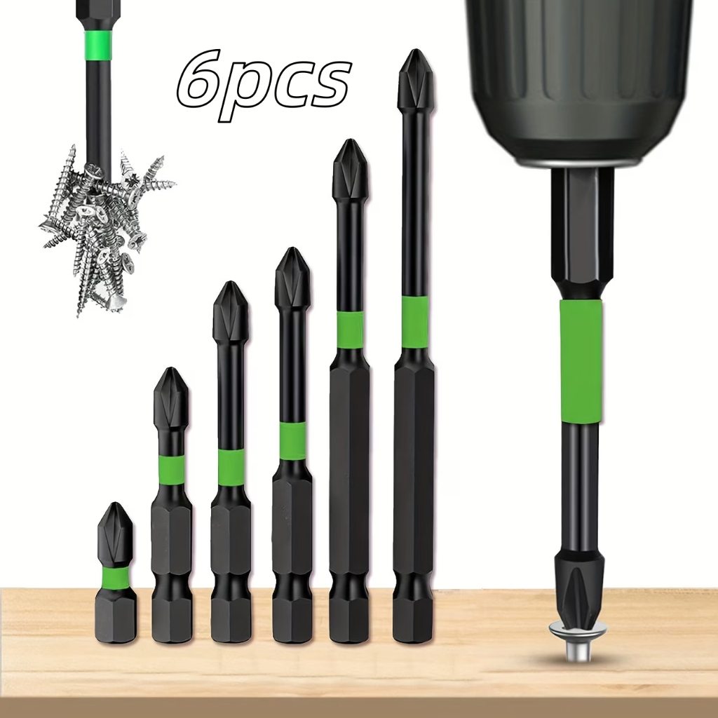 Bits Phillips PH2 Magnético Anti-Impacto - Jogo 6 Peças (25-150mm) em Aço S2 Anti Derrapante com Sextavado 1/4 em Oferta na Shopee