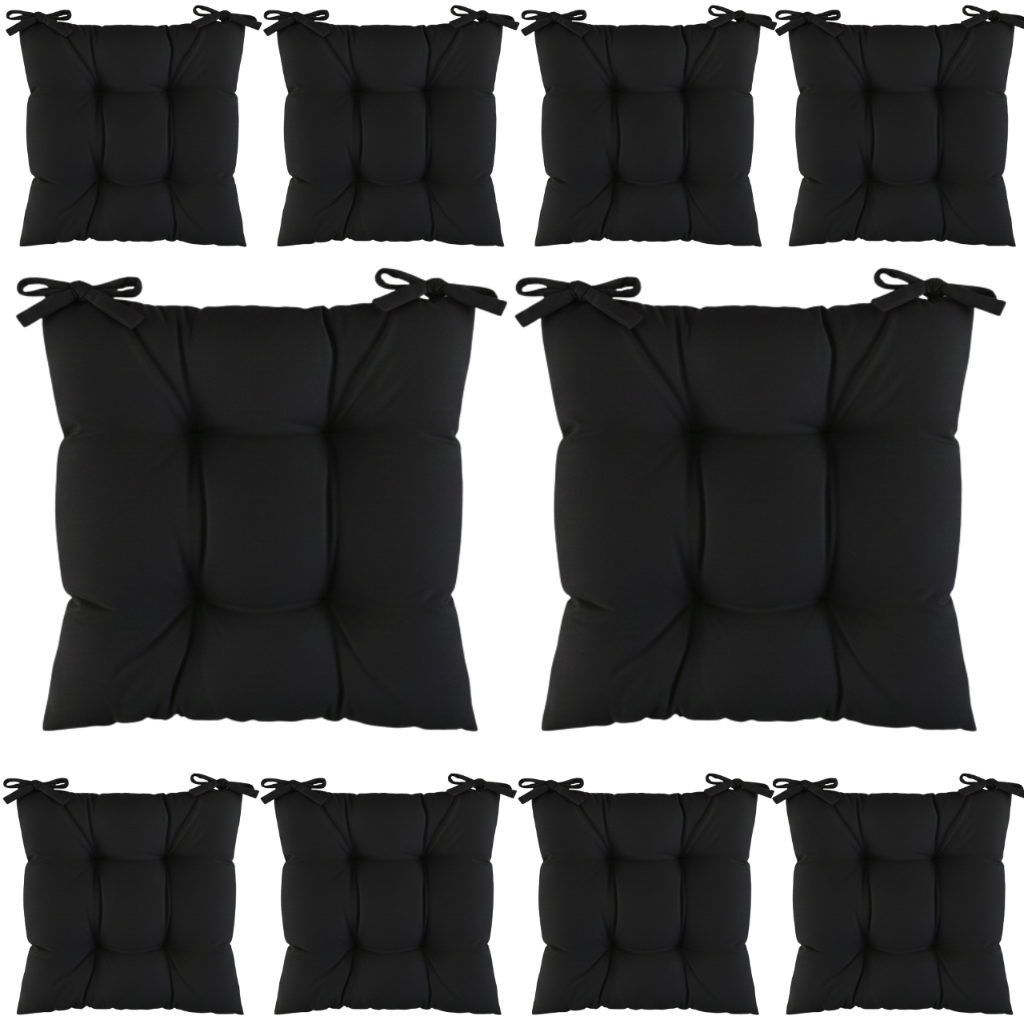 Imagem Kit 10 Almofadas Assentos Para Cadeira Sofá Poltrona Pallet Zabuton Confortável Futon com Fitas Para Amarrar 40x40 Cm