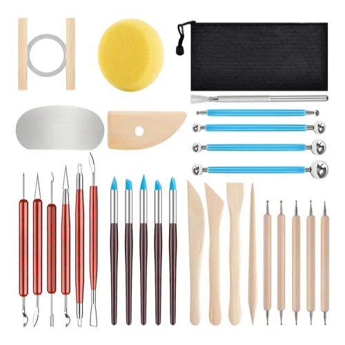 Kit 30 Pecas De Ferramentas Para Cerâmica E Escultura