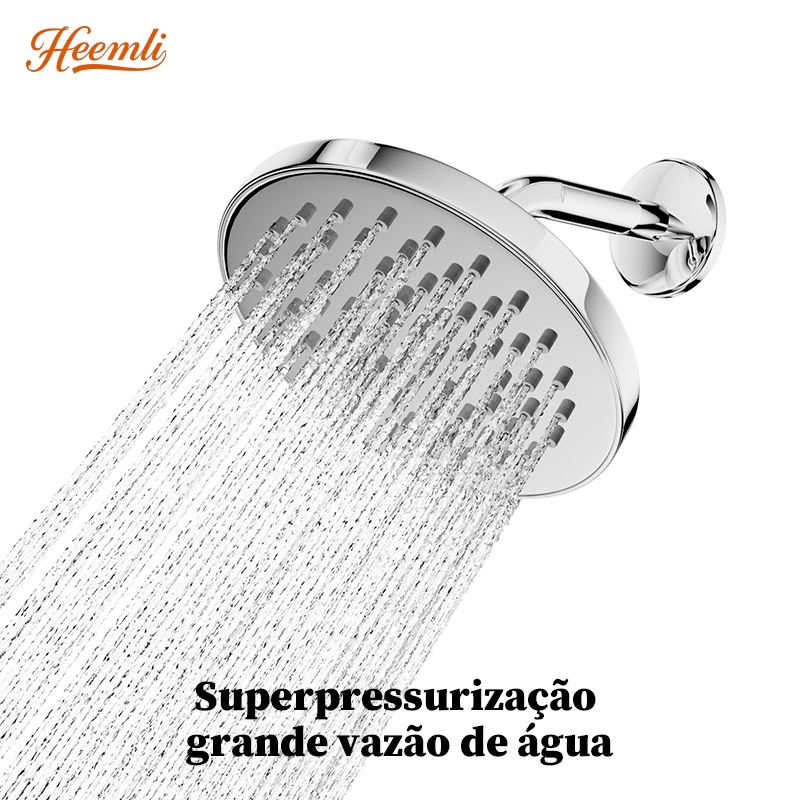 Heemli para Banheiro Chuveiro de Teto Fixo Acabamento Cromado com Rotação de 360° Redondo 15cm * 15cm*1.5 cm em Oferta na Shopee