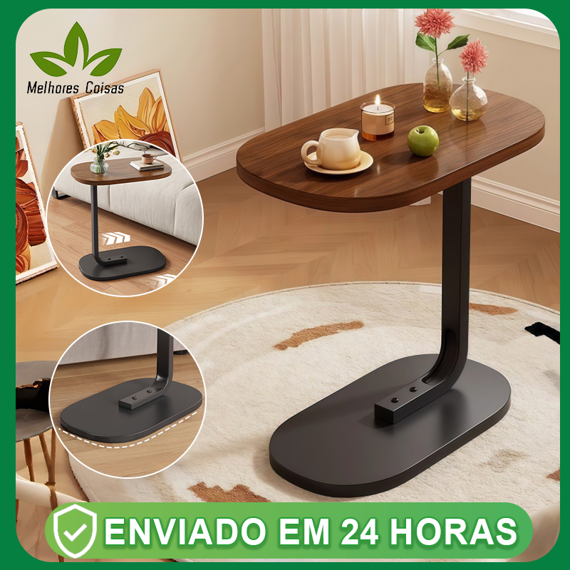 Mesa Lateral Notebook com Pés de Ferro Mesa de apoio lateral ajustável e retrátil para sofá-cama portátil