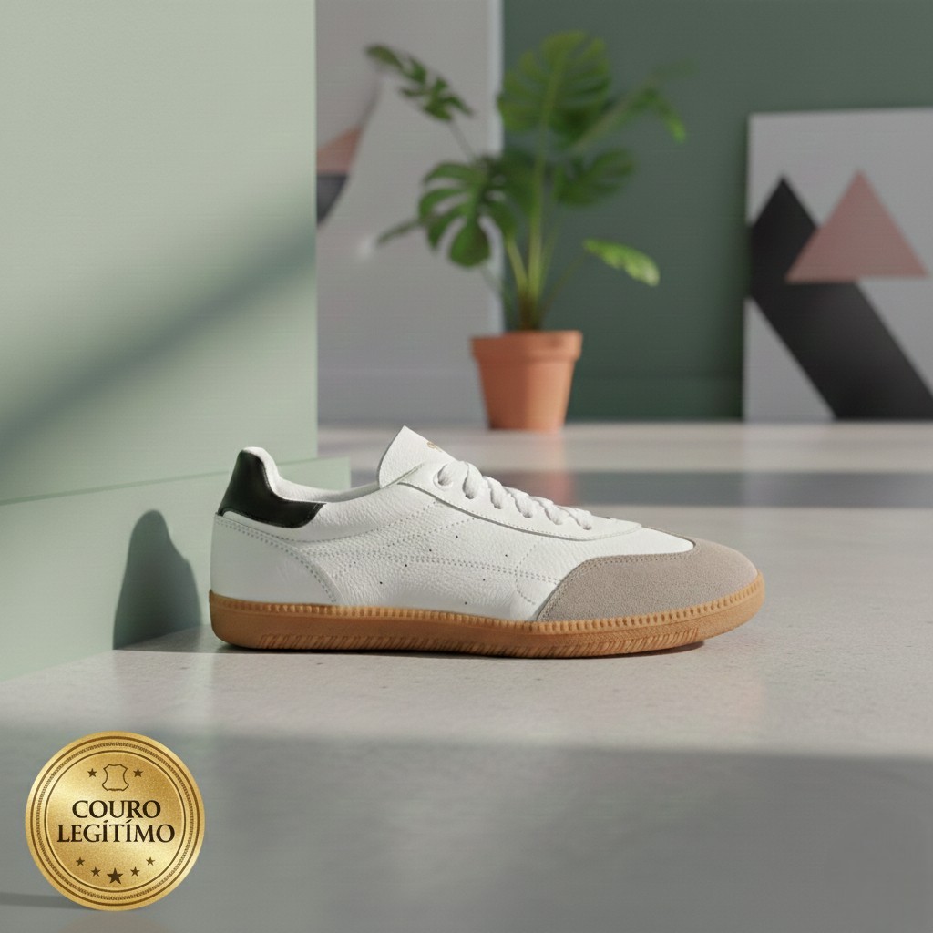 Tênis em Couro Legítimo Feminino Confortável Ideal para Uso Diário Estilo Samba. em Oferta na Shopee