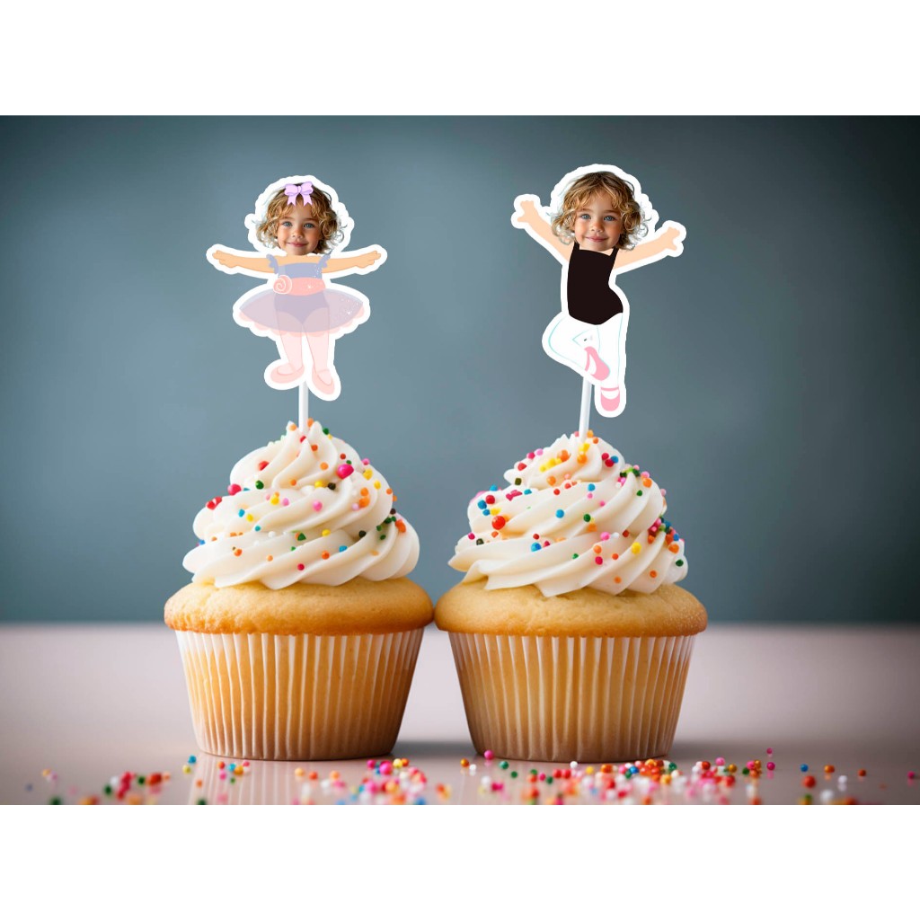 Topper Aplique Personalizado Com Foto Bailarina Loira / Morena - Docinhos - Tubetes - Latinha - Cupcake Festa Bailarina