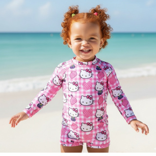 Macaquinho de Banho Infantil Manga Longa Com Botões Praia Piscina 1 a 3 Anos em Oferta na Shopee