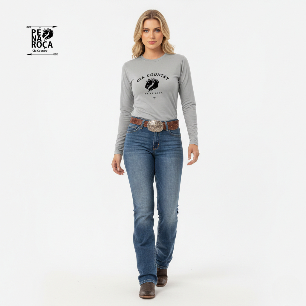 Blusa feminina com proteção solar Pé na Roça Cia Country silk PNR708 Cia Country