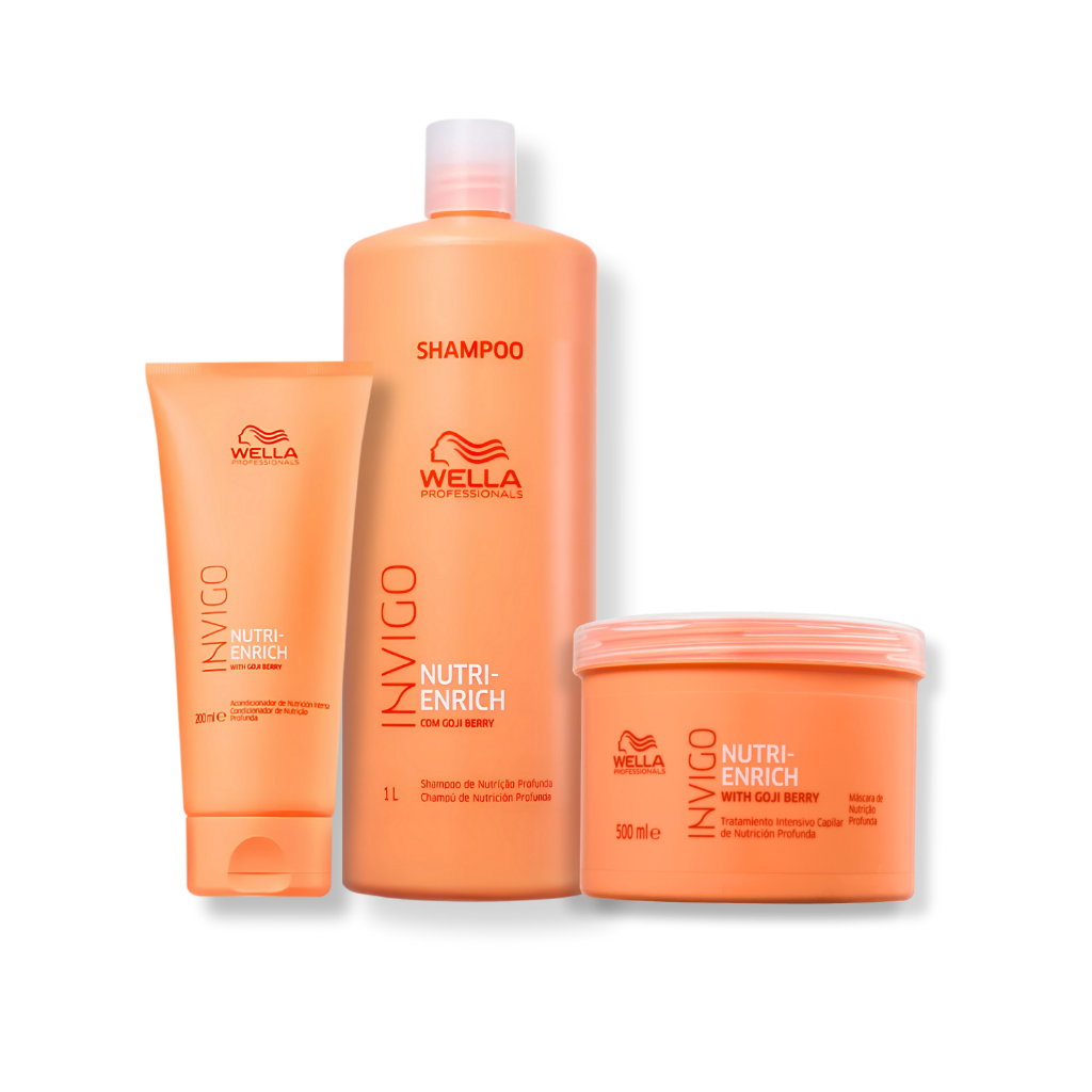Kit Wella Professionals Nutri-Enrich - Shampoo 1L, Mascara 500ml e Condicionador 200ml