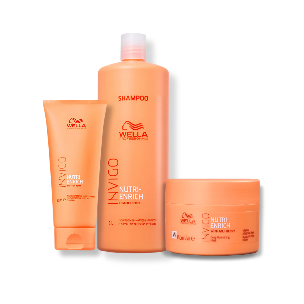 Kit Wella Professionals Nutri-Enrich - Shampoo 1L, Mascara 150ml e Condicionador 200ml em Oferta na Shopee