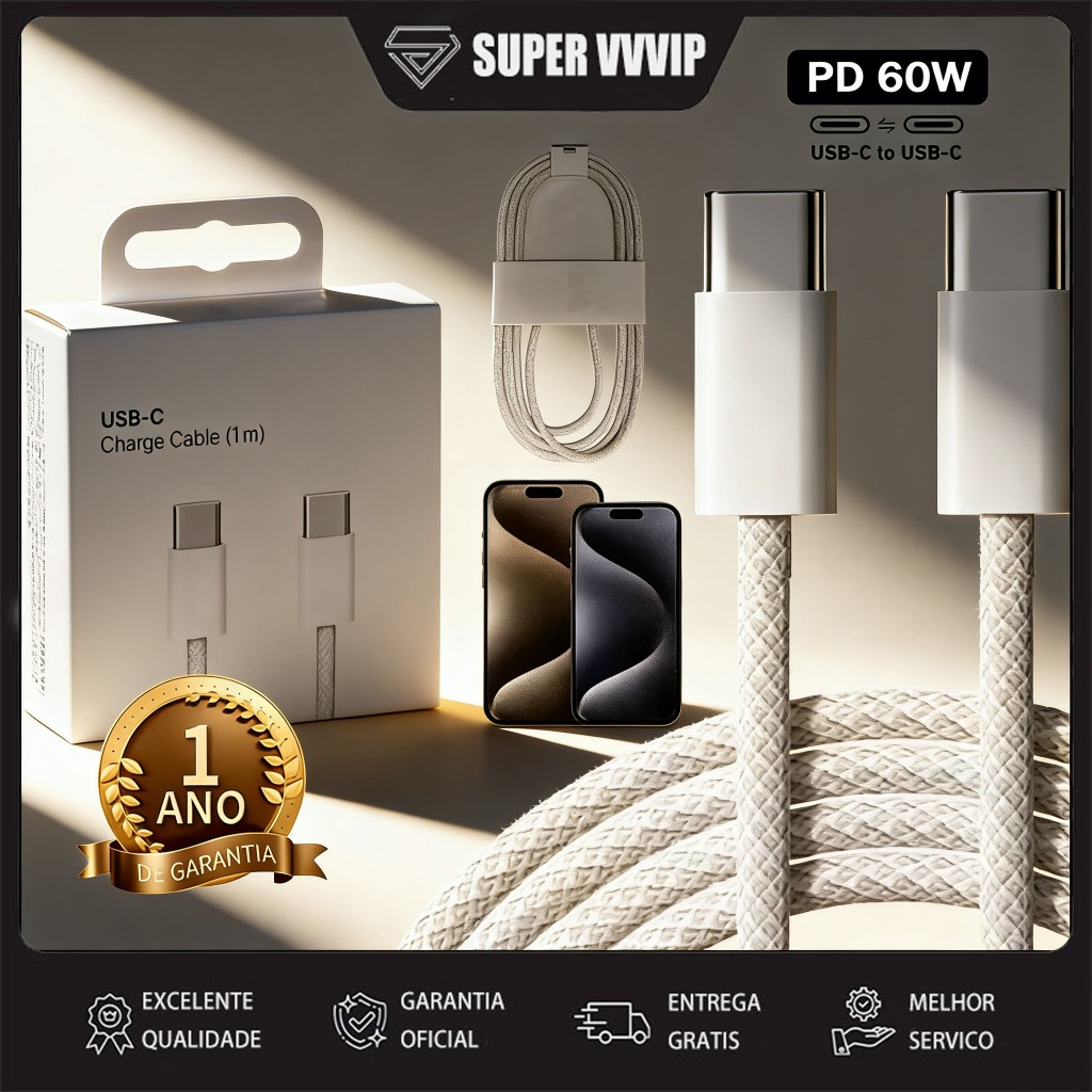【Brasil Spot Sale】PD Cabo 60W Super Turbo Carga rápida  5A Tipo C/USB-C/USBC  Para iPhone 15 iPhone 16 Macbook