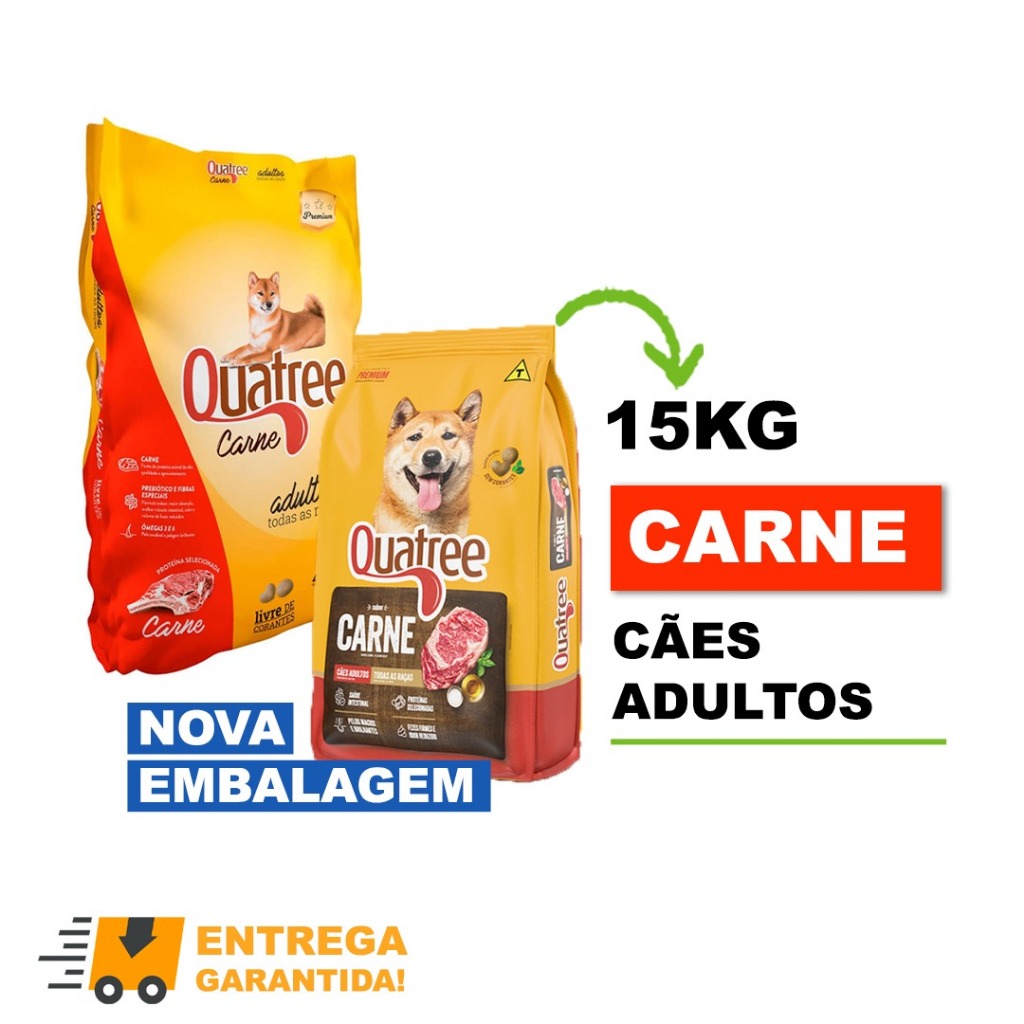 Ração Quatree Para Caes Adultos Sabor Carne TODAS AS RAÇAS 15kg envio imediato em Oferta na Shopee