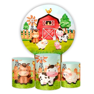 Kit Decoração Festa Temática Fazendinha Capa Pinel e Capas Cilindro - Envio Rápido Sublimado Festa Infantil em Oferta na Shopee