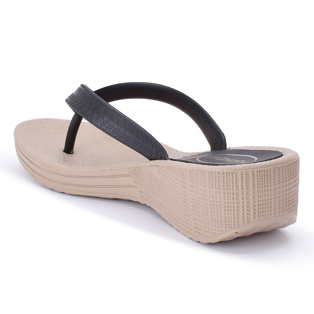 Chinelo feminino de salto médio confortável sandália ortopédica leve e antiderrapante