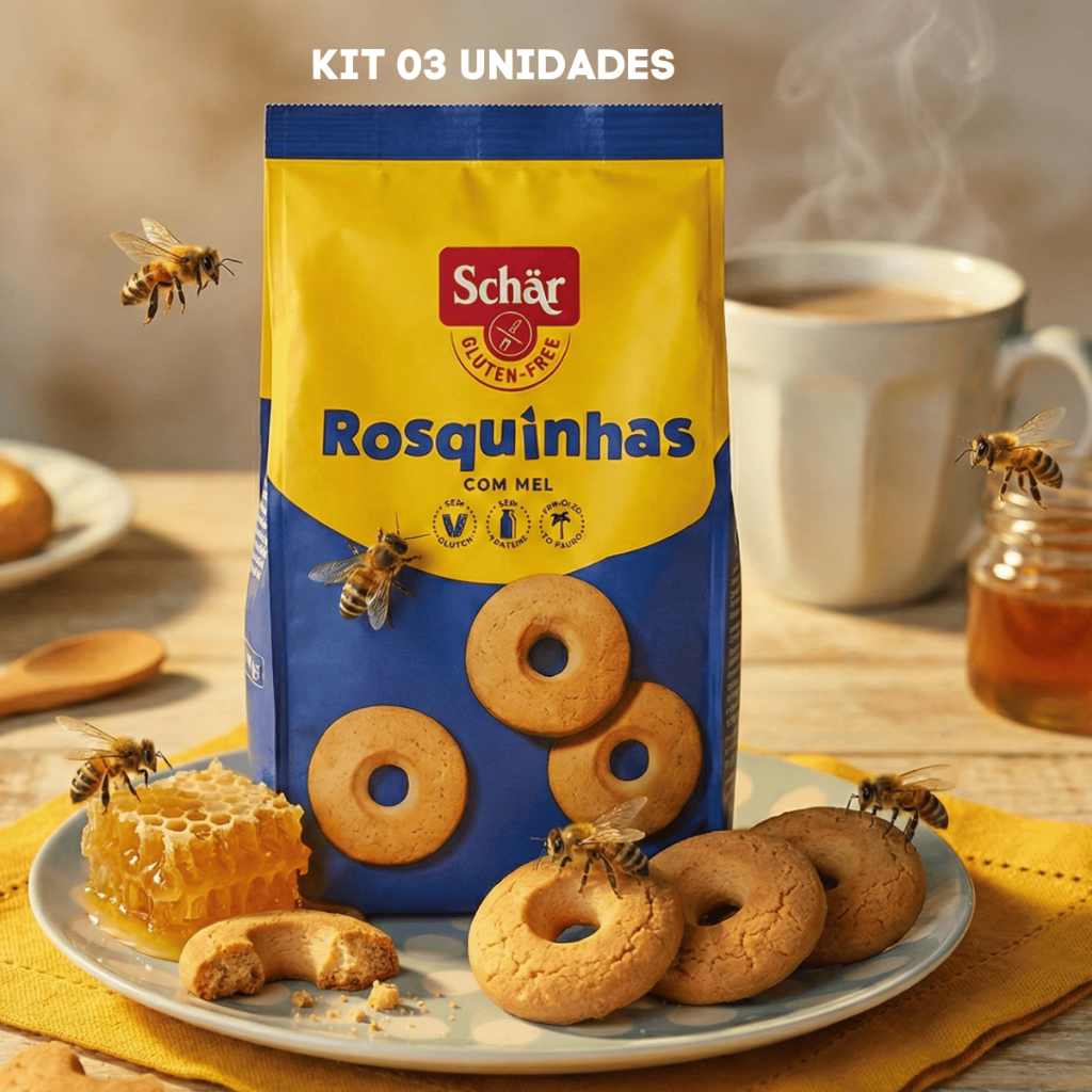 Kit com 3 Rosquinhas com Mel Hoops Sem Glúten e Sem Lactose 200gr - Schar