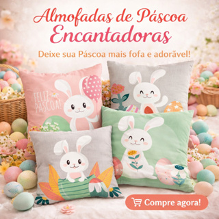 Kit 4 Capas de Almofada Lávavel 45X45cm Feliz Páscoa Coelhinhos em Oferta na Shopee