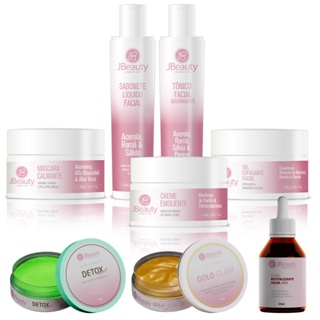 Kit Limpeza de Pele Completo JBeauty 8 Itens | Vitamina C 40% + Detox + Gold Glam + Limpeza Completa em Oferta na Shopee
