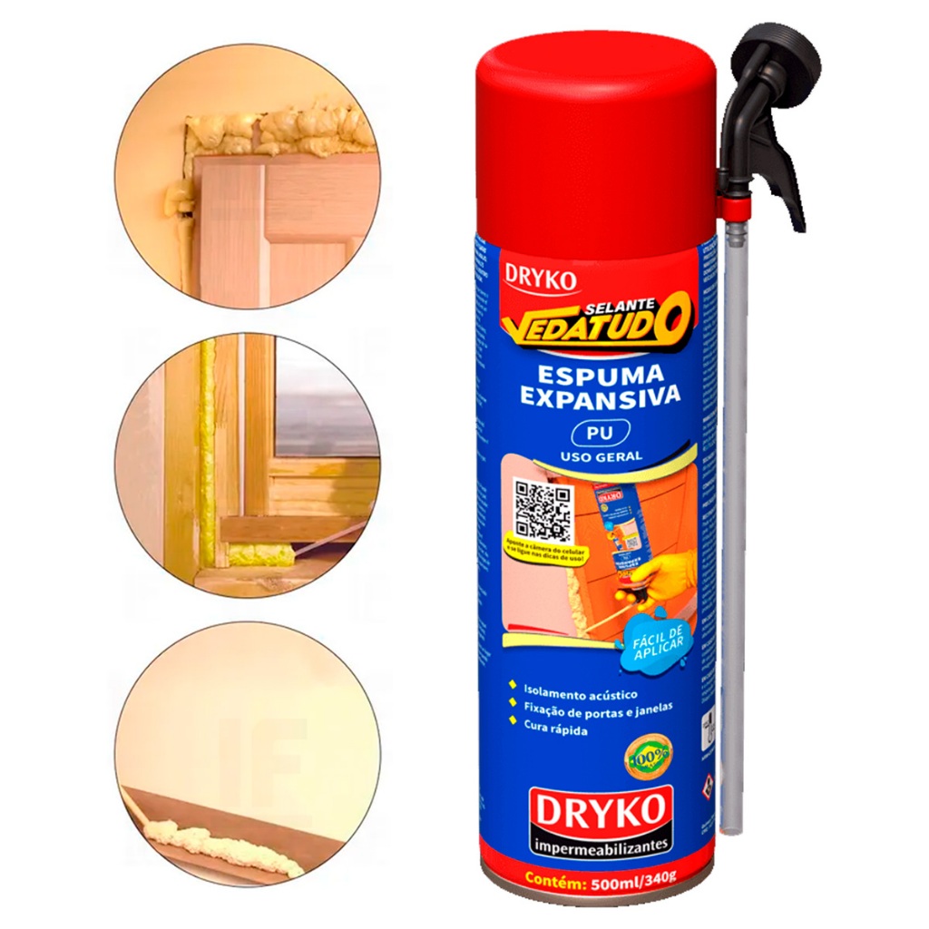 Espuma Expansiva 500ml Poliuretano Fácil Uso Geral Dryko em Oferta na Shopee